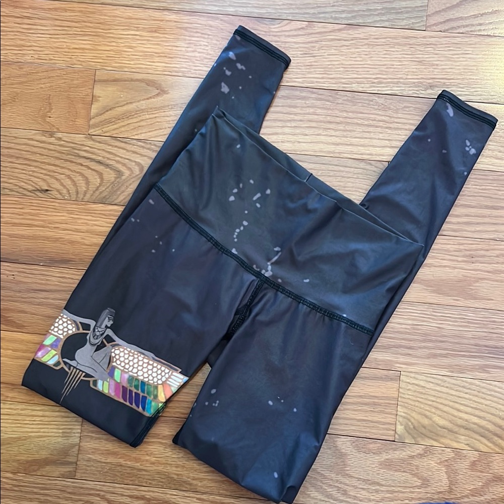 Teeki Black Leggings with Colorful Ankle Design